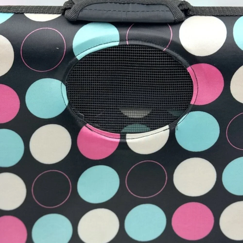 Dog Cat Carrier Polka Dot Soft Sided Pets Portable Folding Polyester Bag